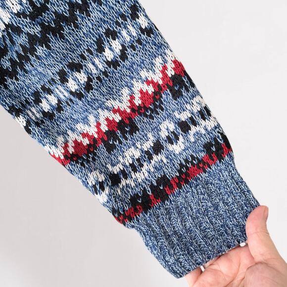 Y2K Fair Isle Cozy Winter Pullover Sweater Cabincore Heritage Apres Striped Sz L - Picture 4 of 8